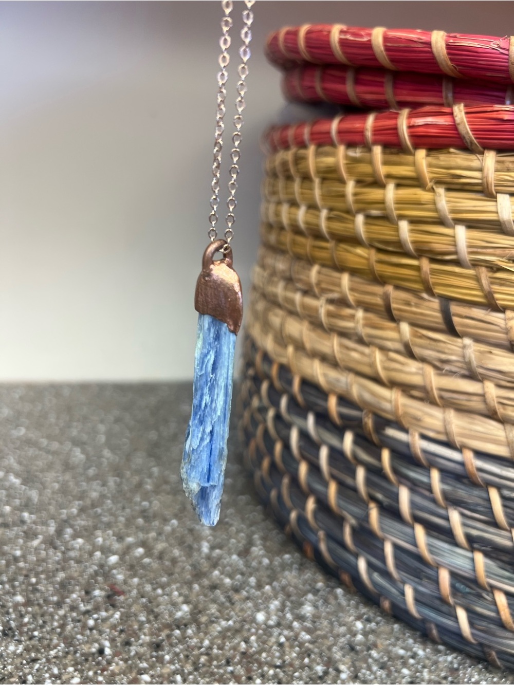Long Kyanite Crystal Blue Necklace